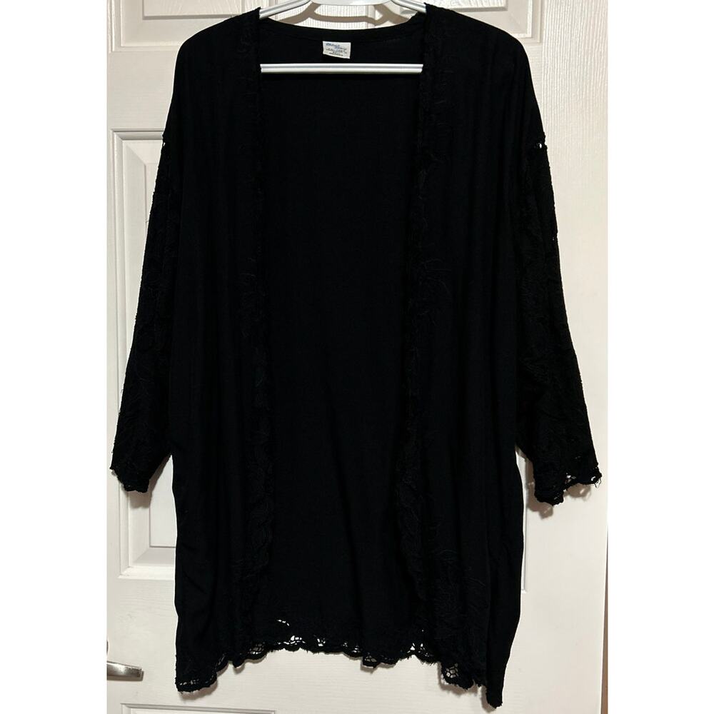 Blue Sky Women's Handmade in Bali Black Embroidered Open Front‎ Jacket No Size